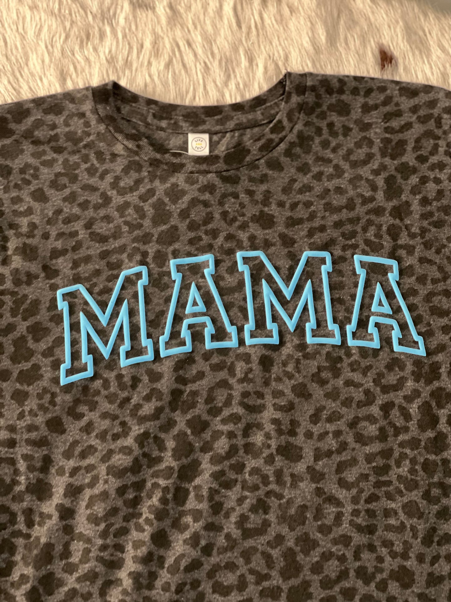 Blue Puff Mama Leopard Tee