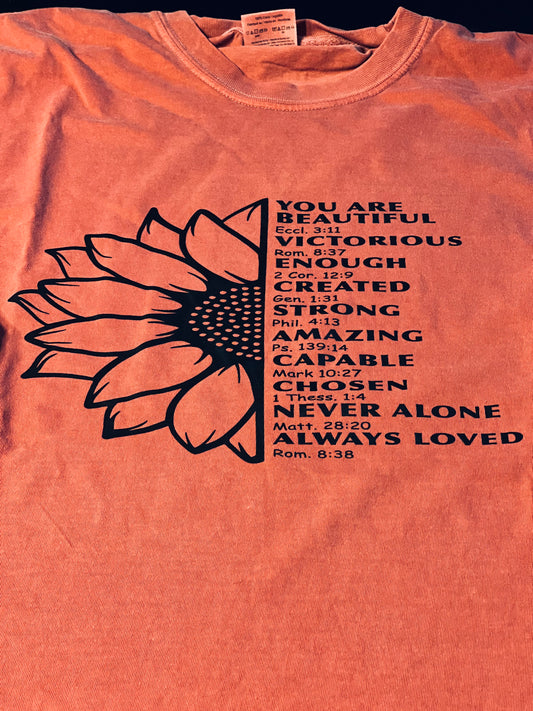 Long sleeve Comfort Colors Scripture Flower Tee
