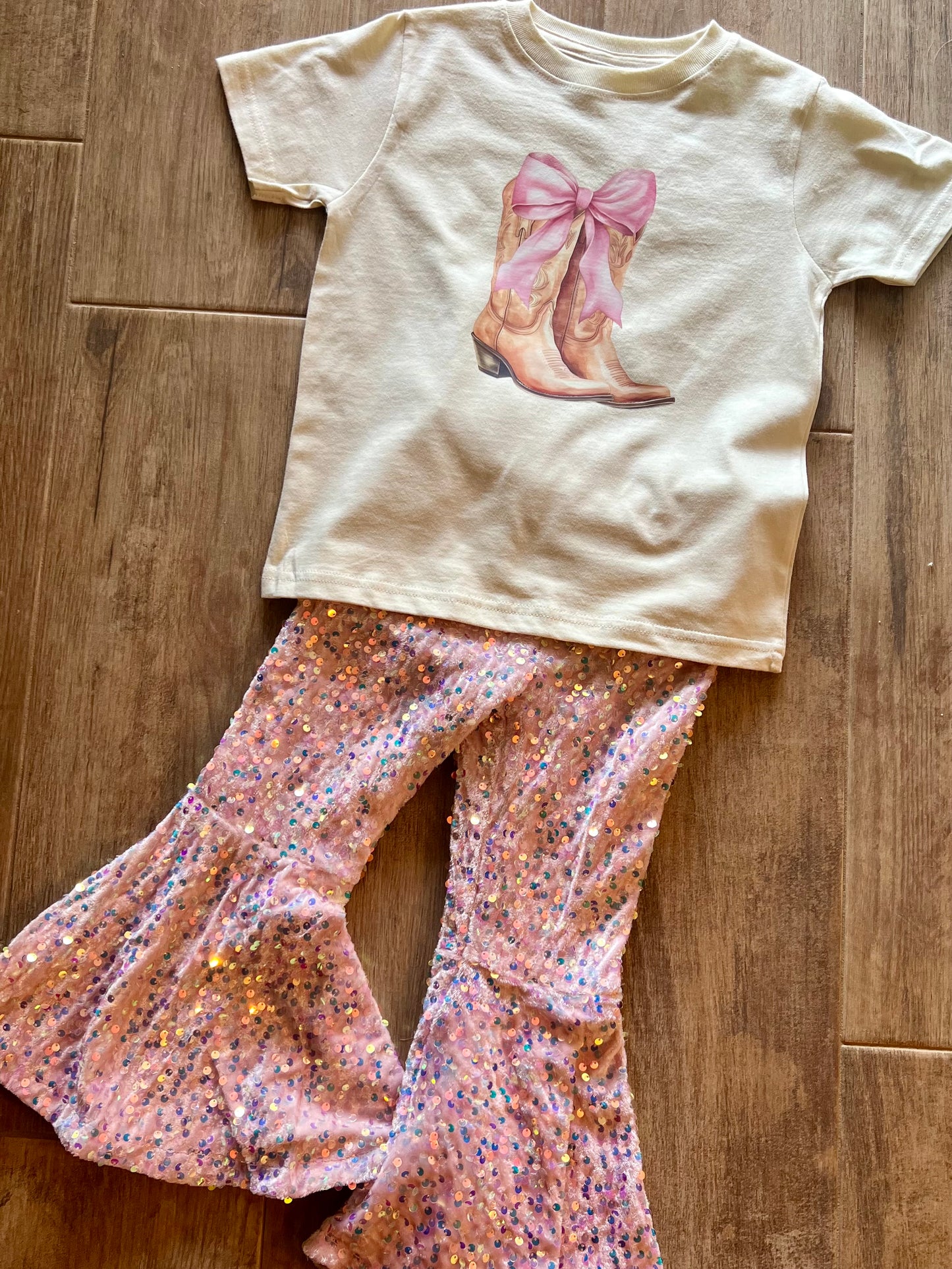 Bows & Boots Ivory Tee