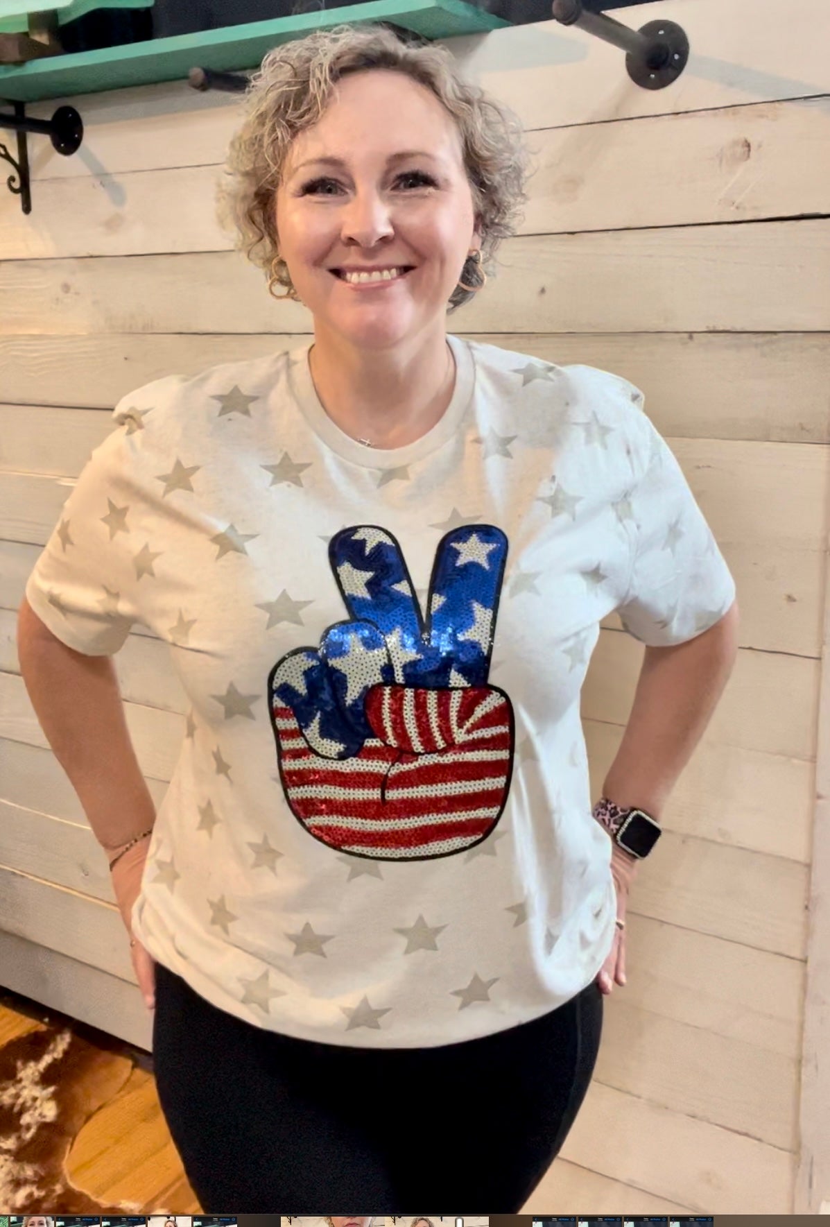 RED, WHITE & ✌🏻Sequin Patch Tee