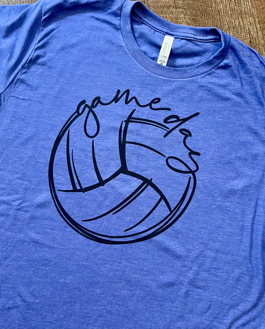 Volleyball Game Day Purple Heathered Tee