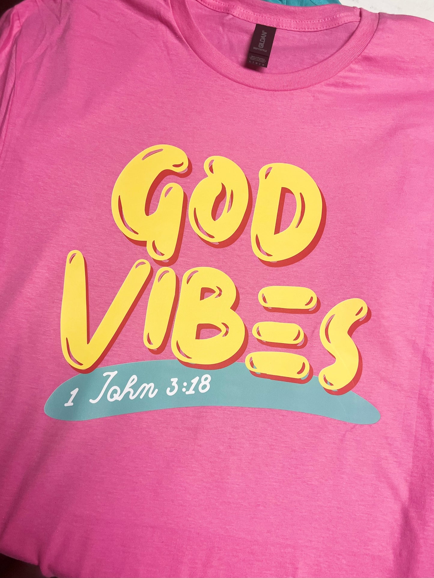 God Vibes soft style pink tee