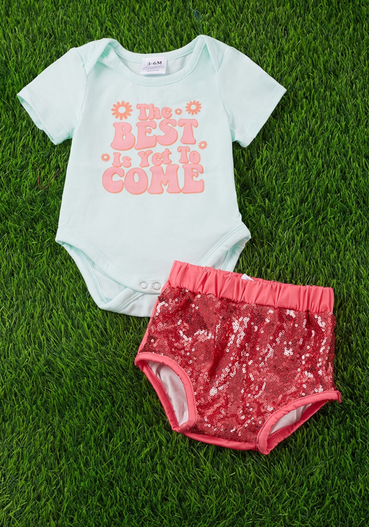 The Best is Yet to Come sequin Bummie set