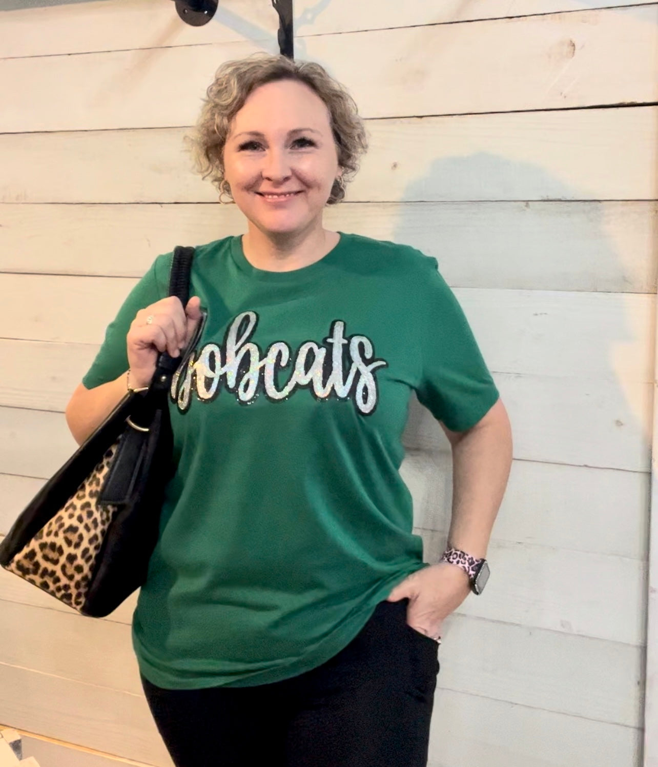 BOBCATS Sequin Green Tee