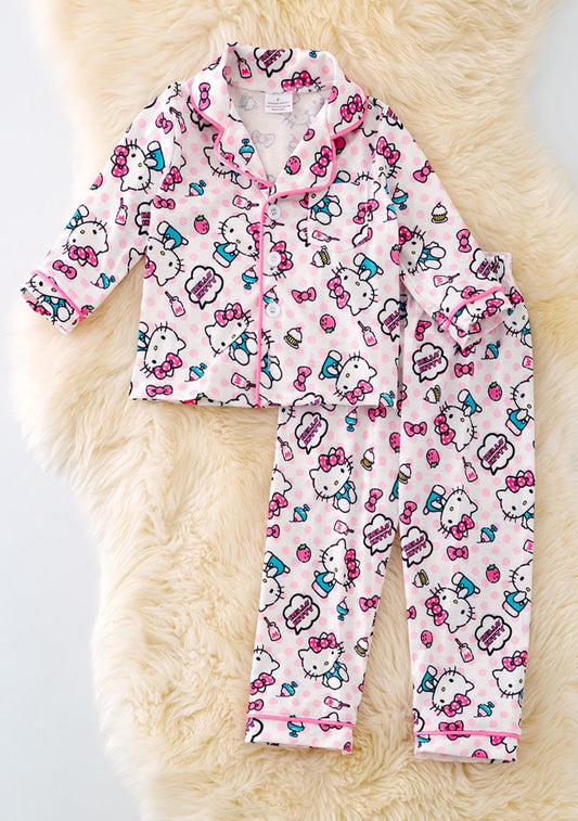 Kitty Polka Dot PJ Set