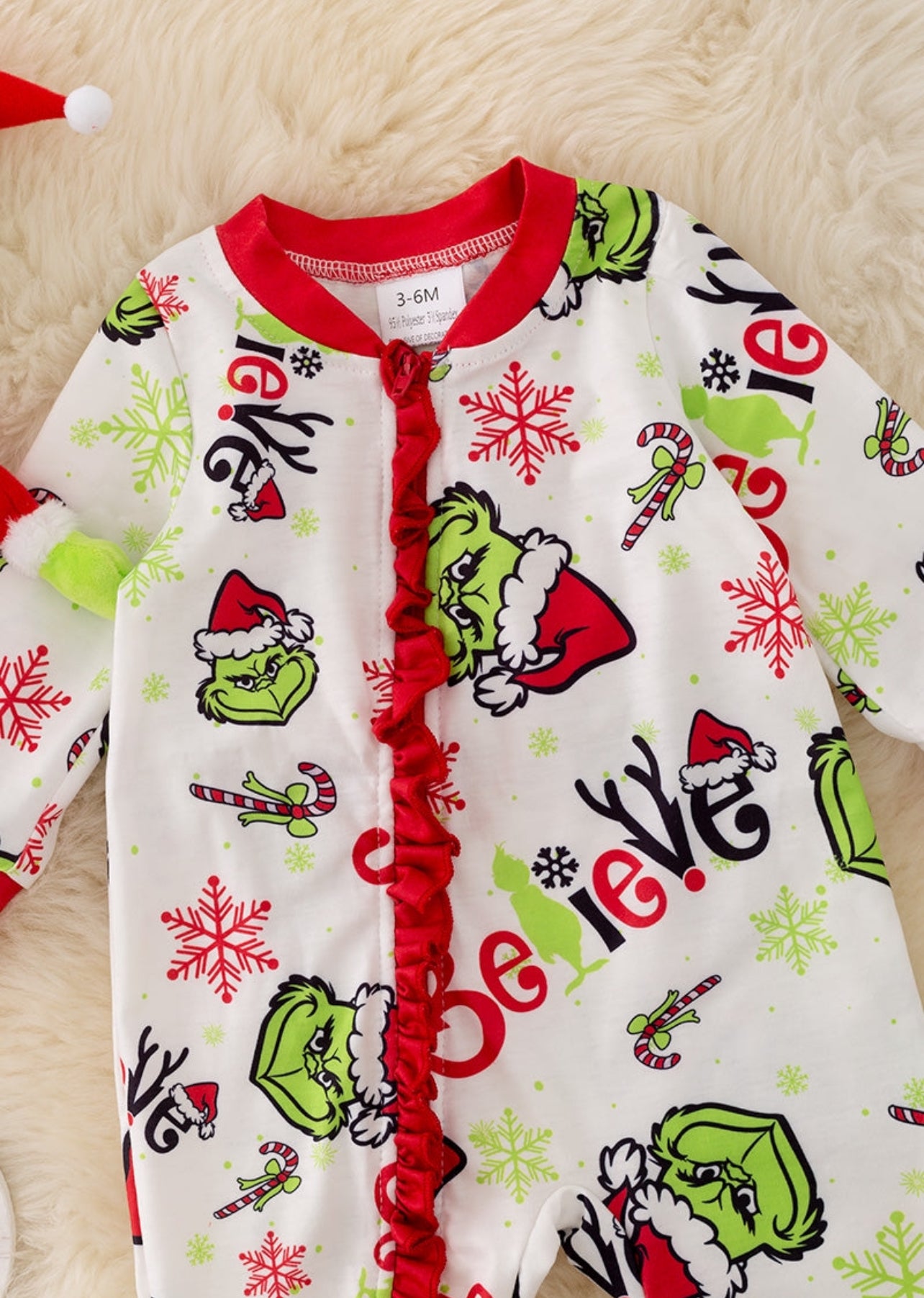 Girls Ruffle Green Guy Sleeper
