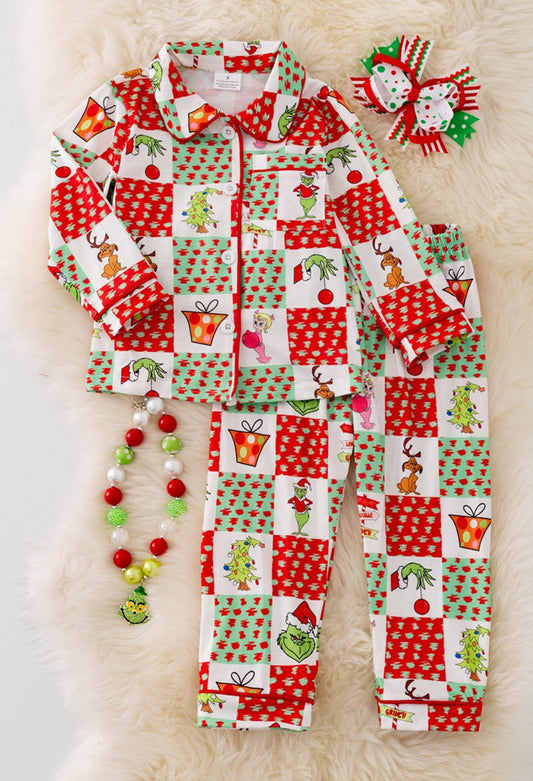 Green Guy Block PJ Set
