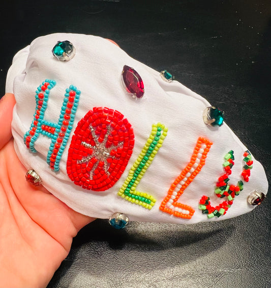 Holly Jolly Beaded Headband