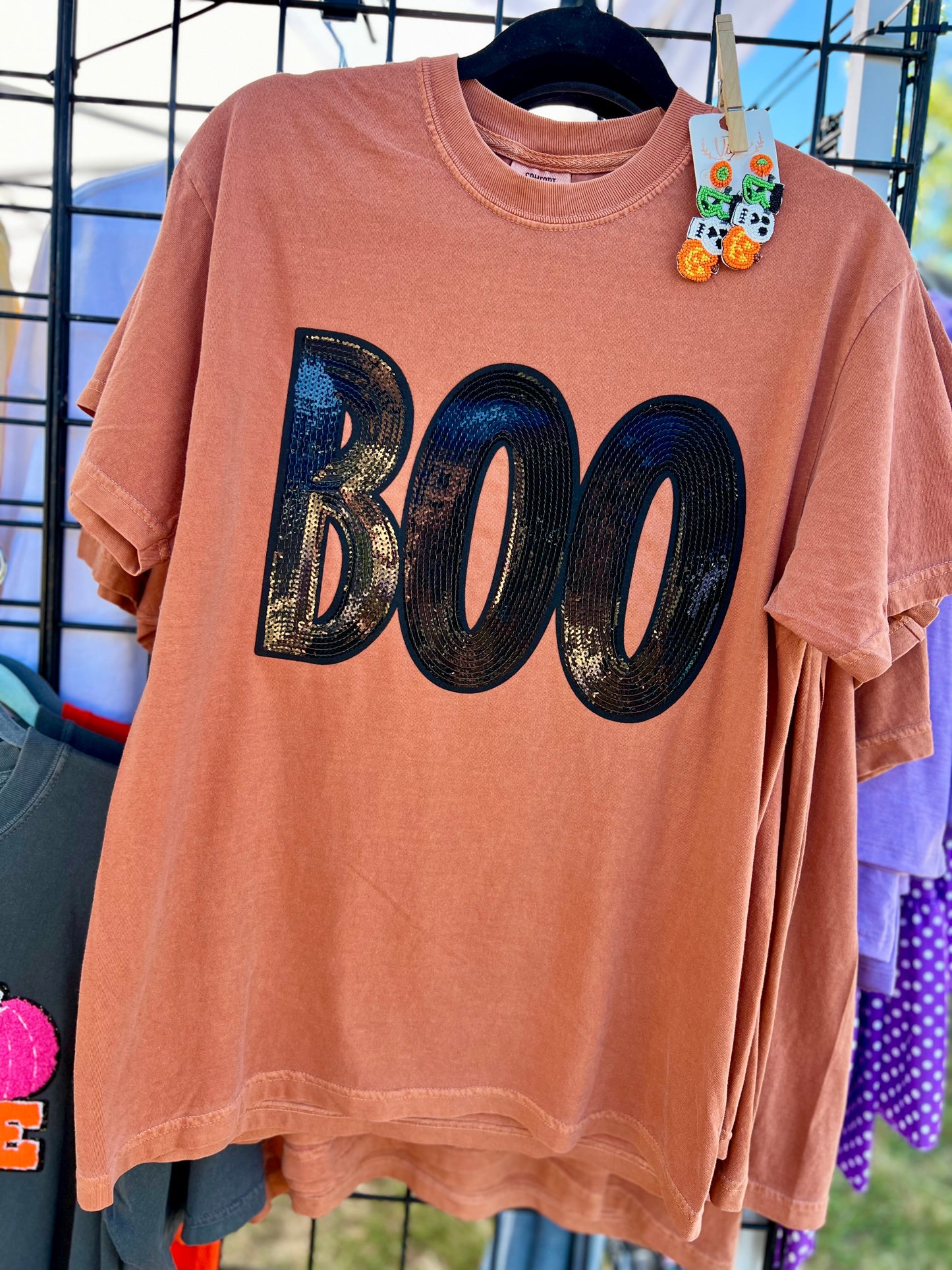 BOO Sequin Patch Comfort Color Tee