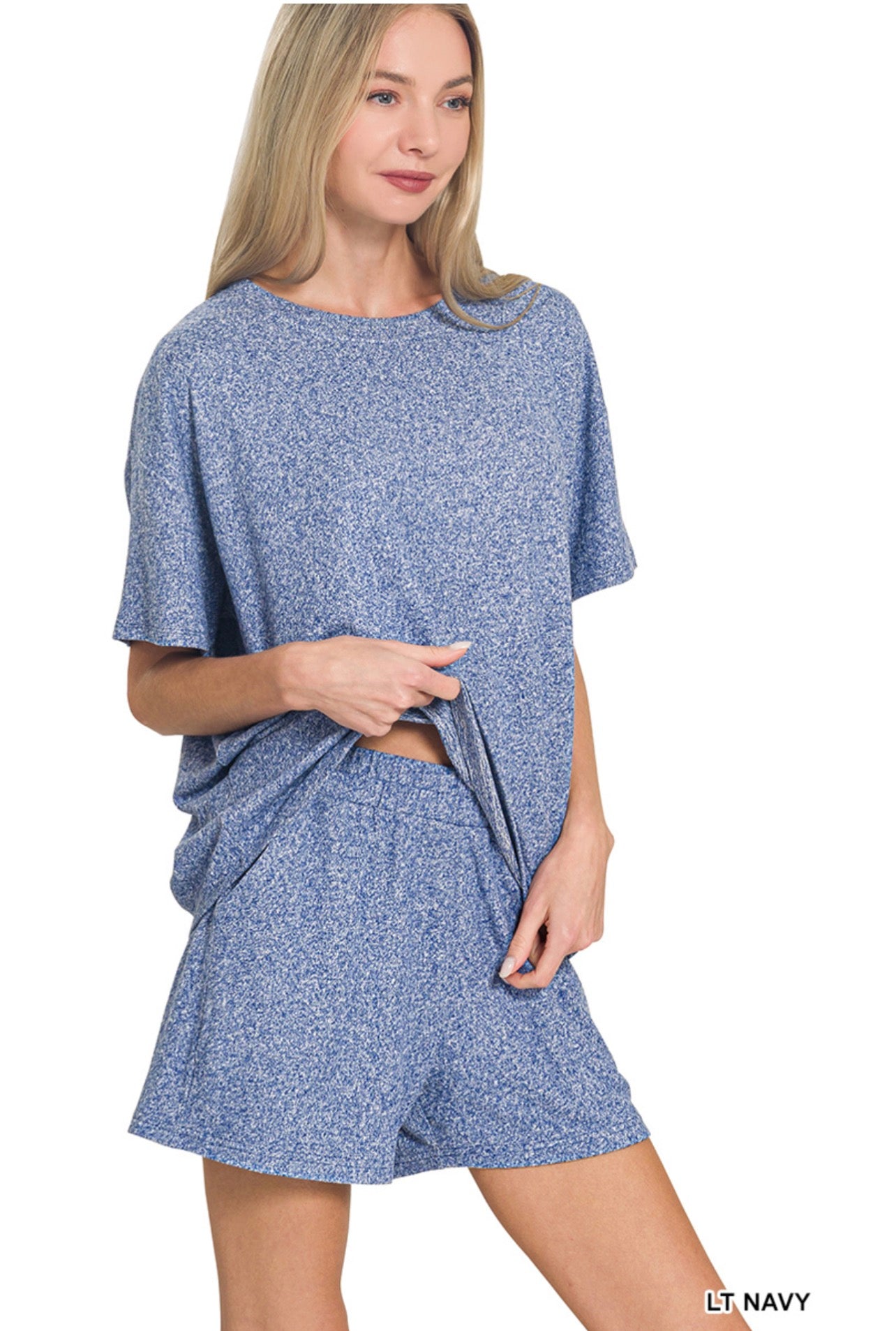 Soft Melange Short Sleeve Short Set