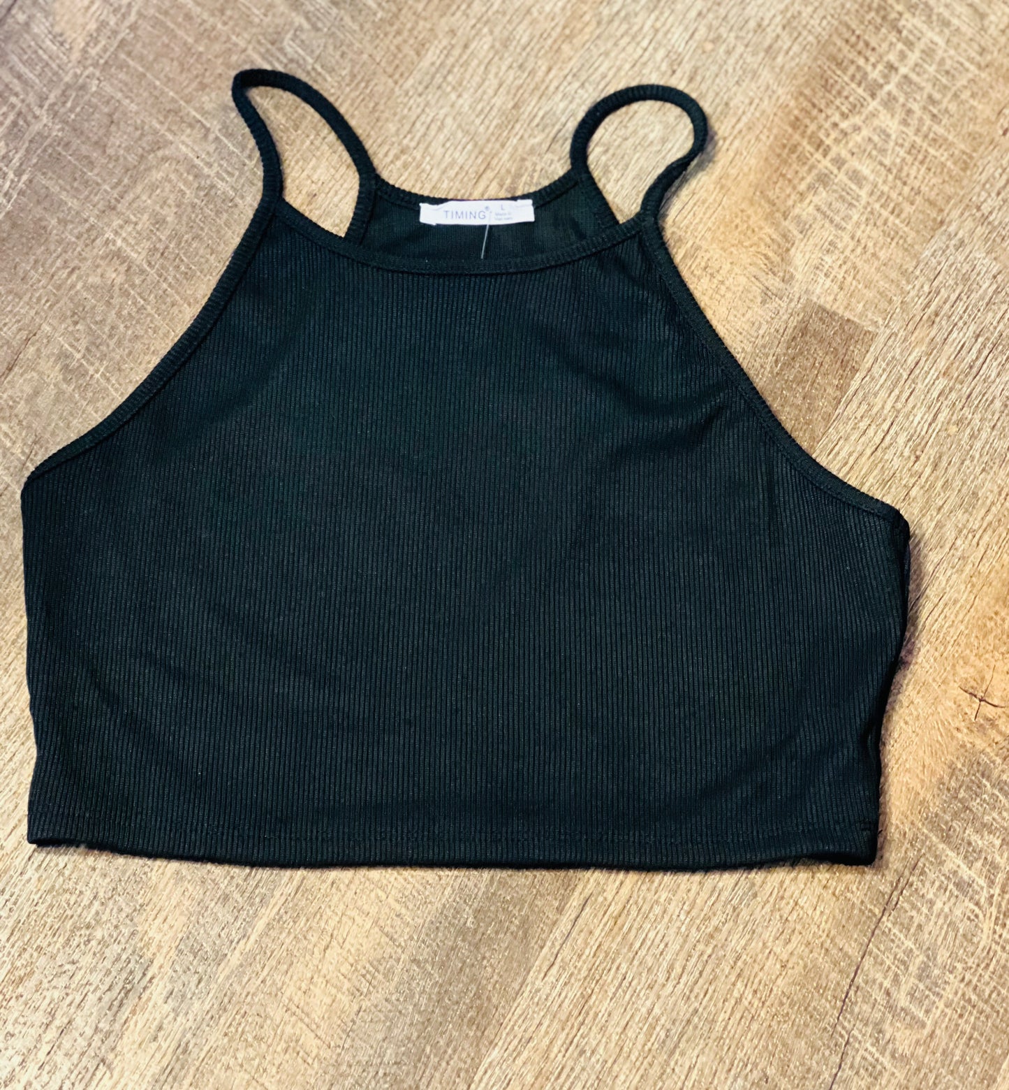Timing Black Crop Tank