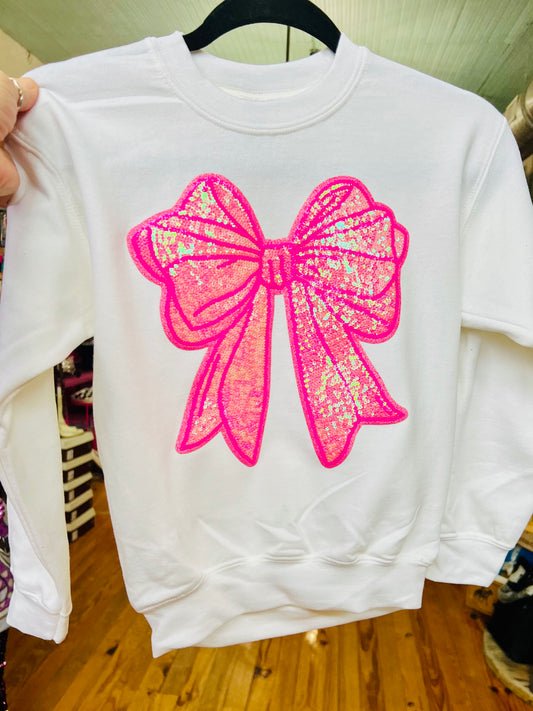 Sequin Bow Crewneck