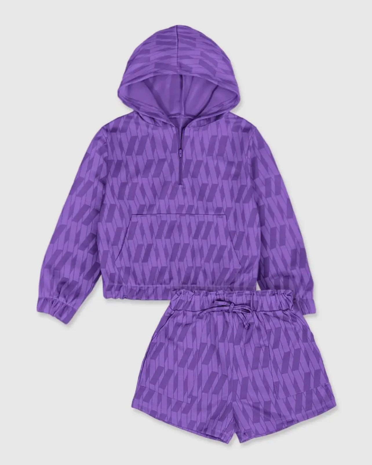 Purple Hoodie Short Set