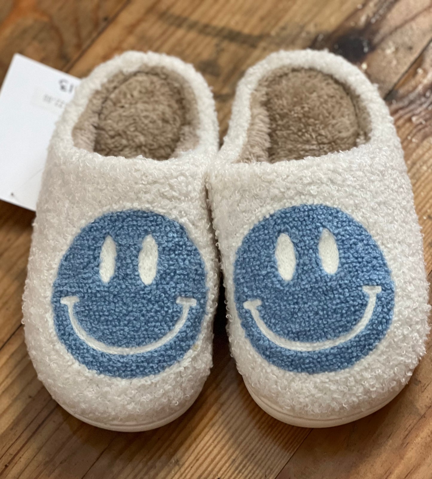 Blue Smiley Girls Slippers