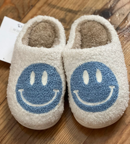 Blue Smiley Girls Slippers