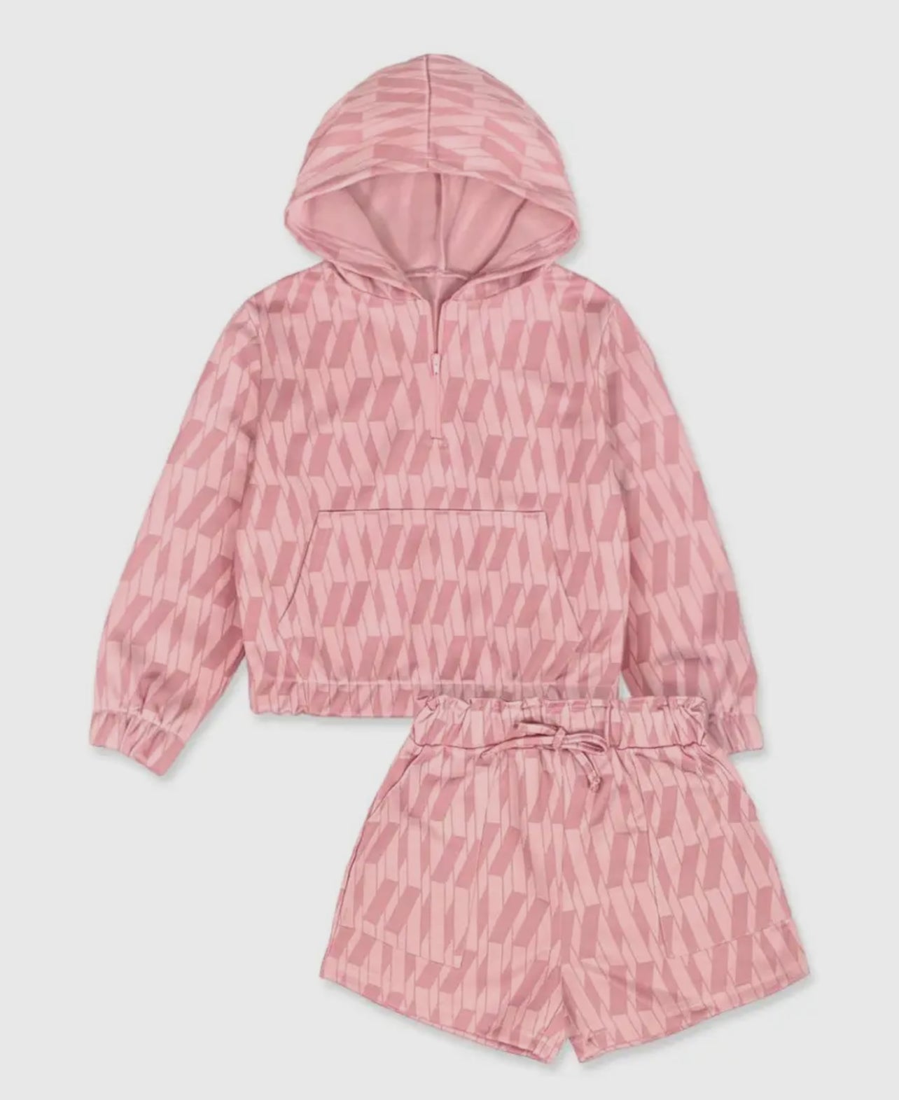 Pink Hoodie Short Set