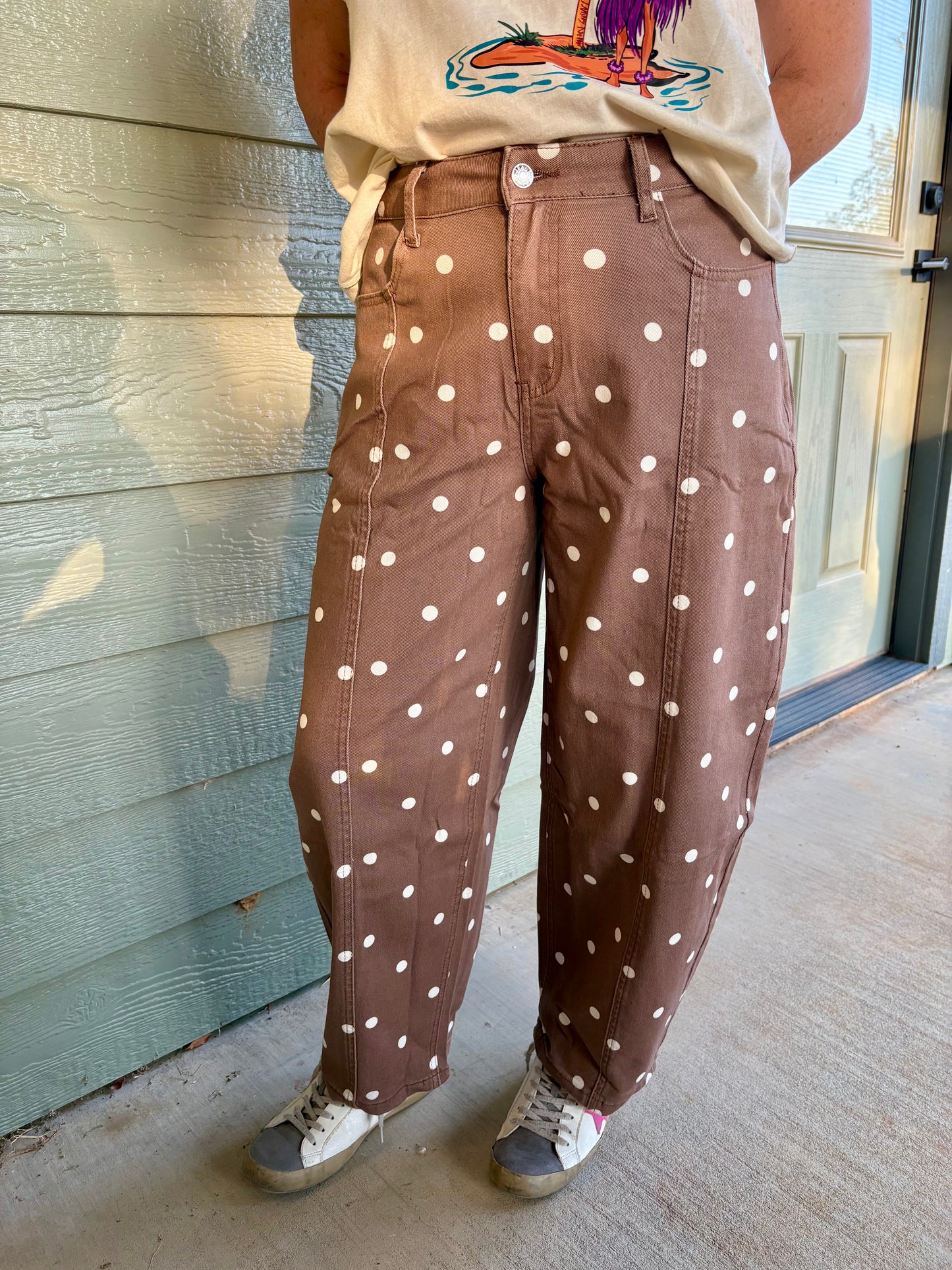 Polka Dot Print Seam Detail
Barrel Casual Jeans