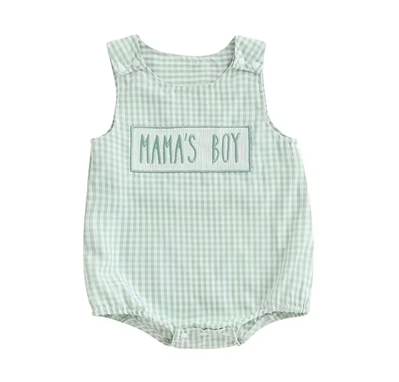 Mama’s Boy Blue Plaid Onesie