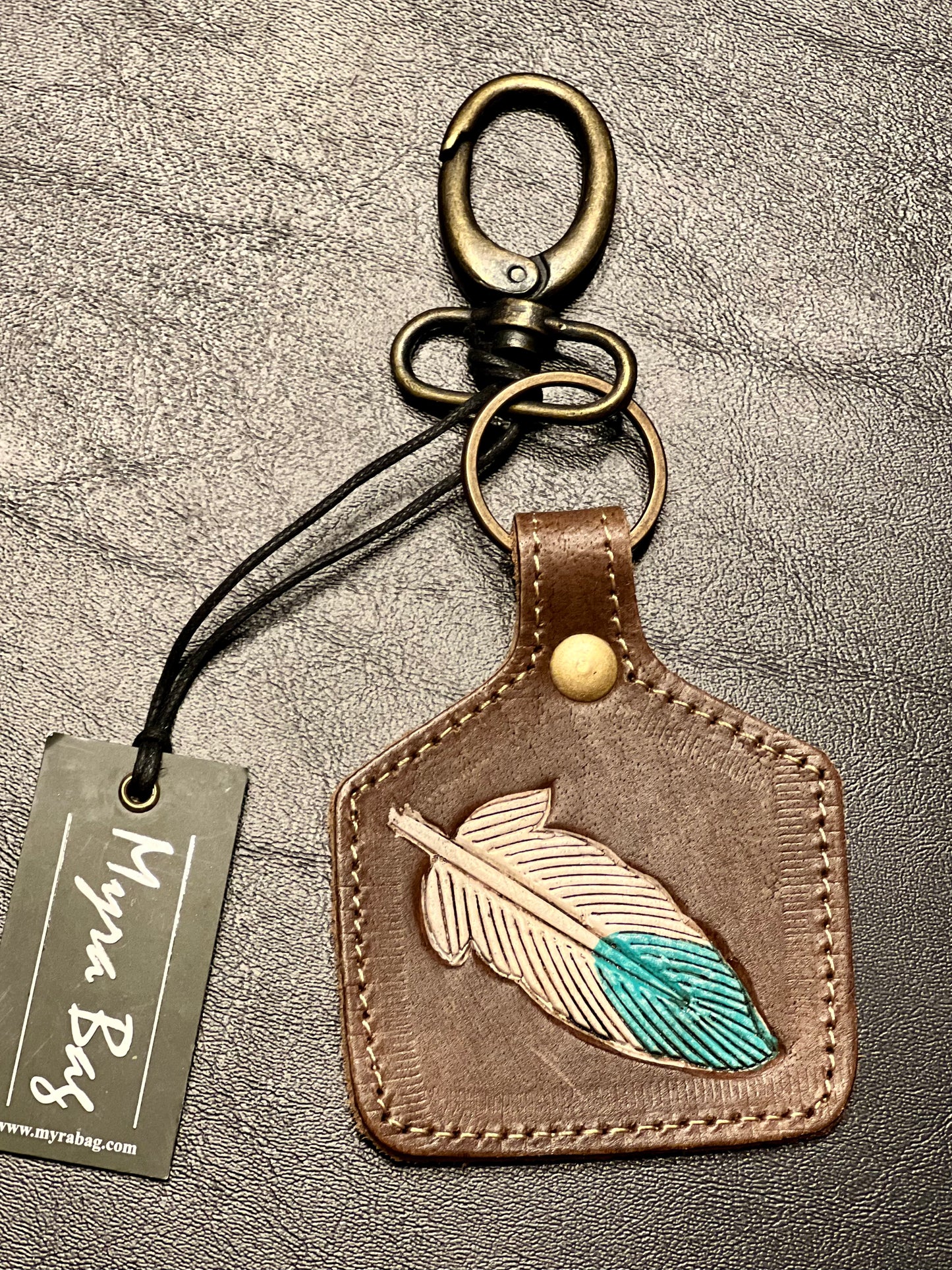 Cow Tag Leather Keychains