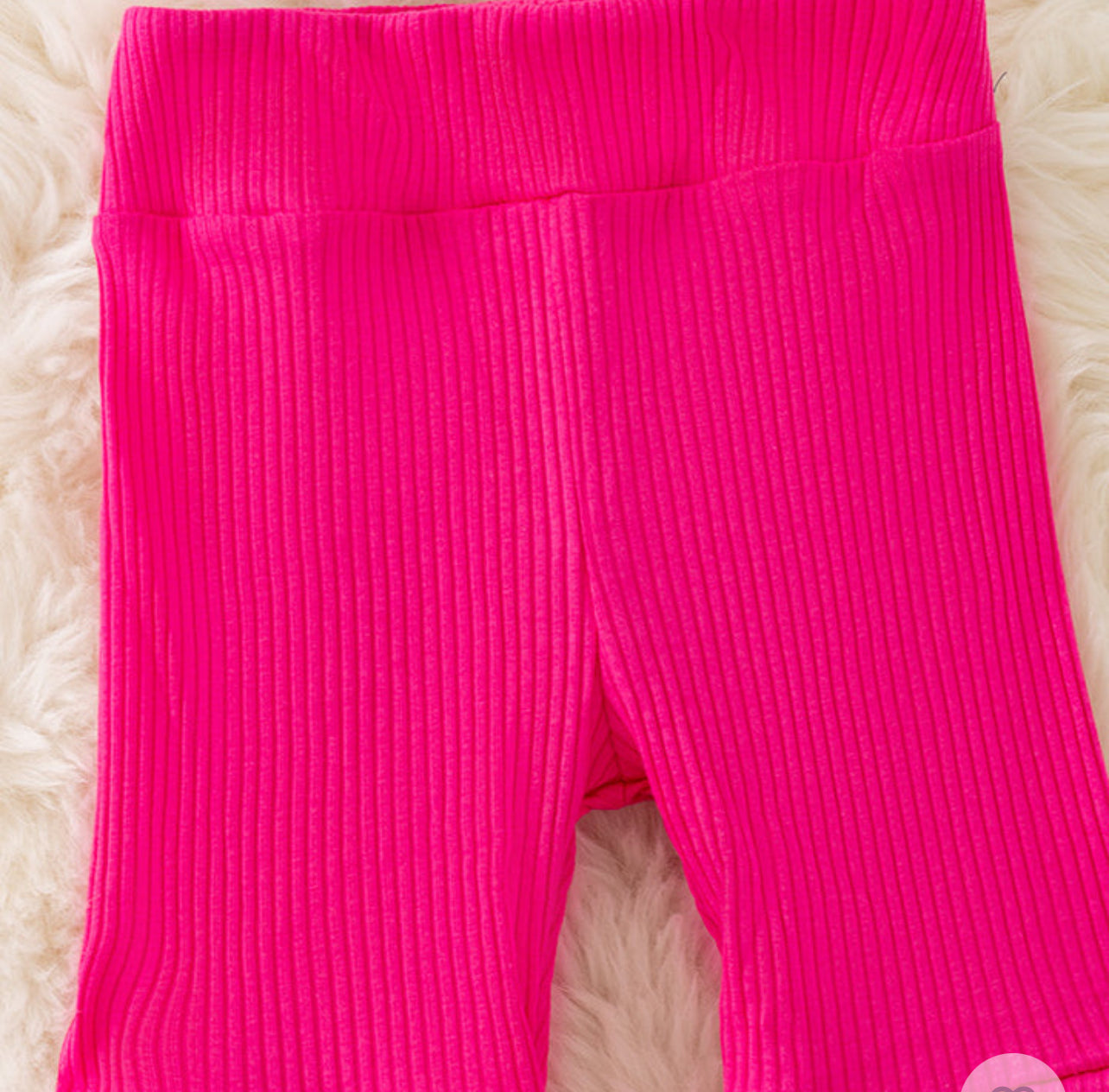 Hot Pink Ribbed Bell Pants