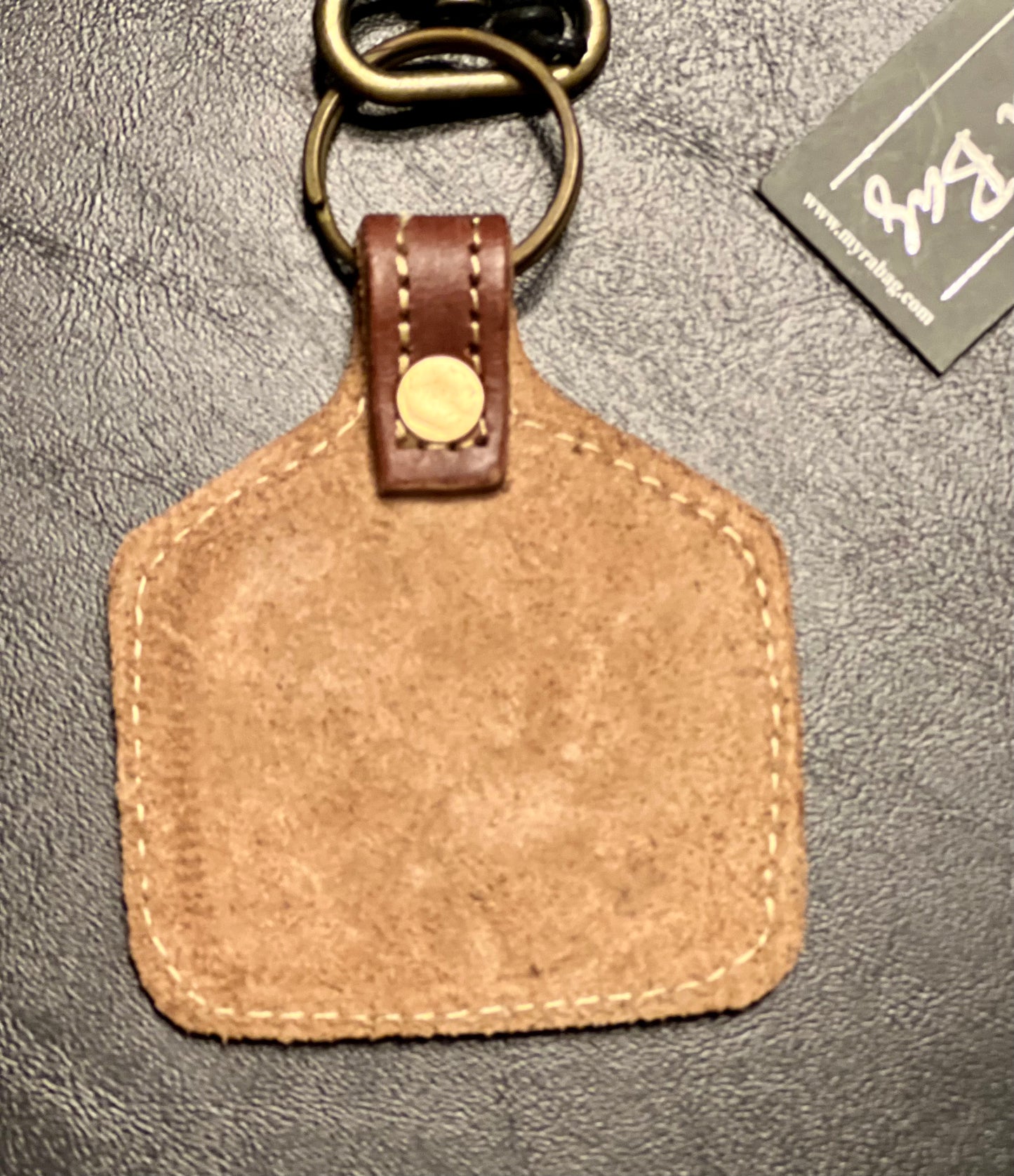 Cow Tag Leather Keychains
