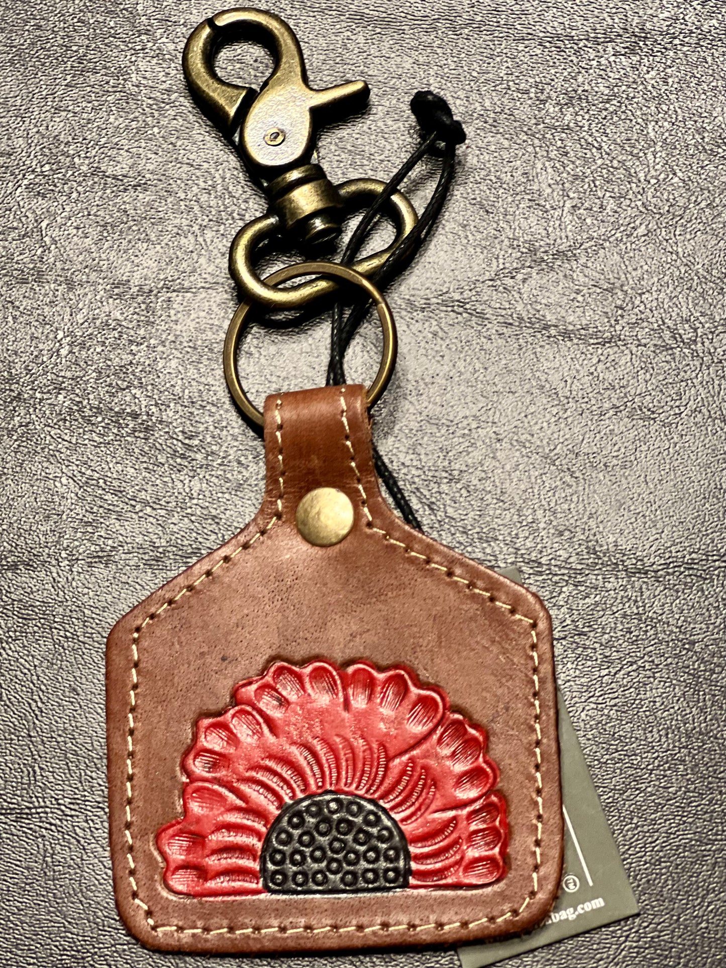 Cow Tag Leather Keychains