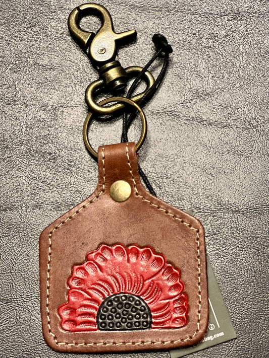 Cow Tag Leather Keychains
