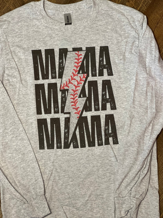 Long Sleeve Baseball or Soft Ball Bolt Tee