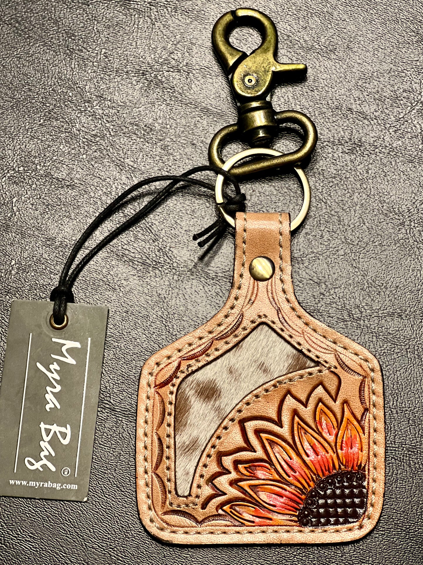 Cow Tag Leather Keychains