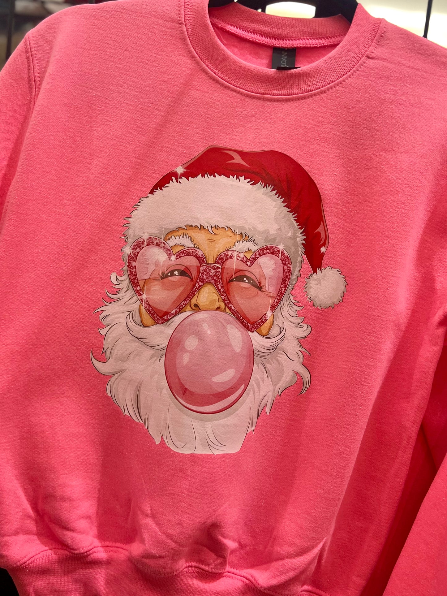 Santa Bubble Heart Glasses Crew in Youth & Adult