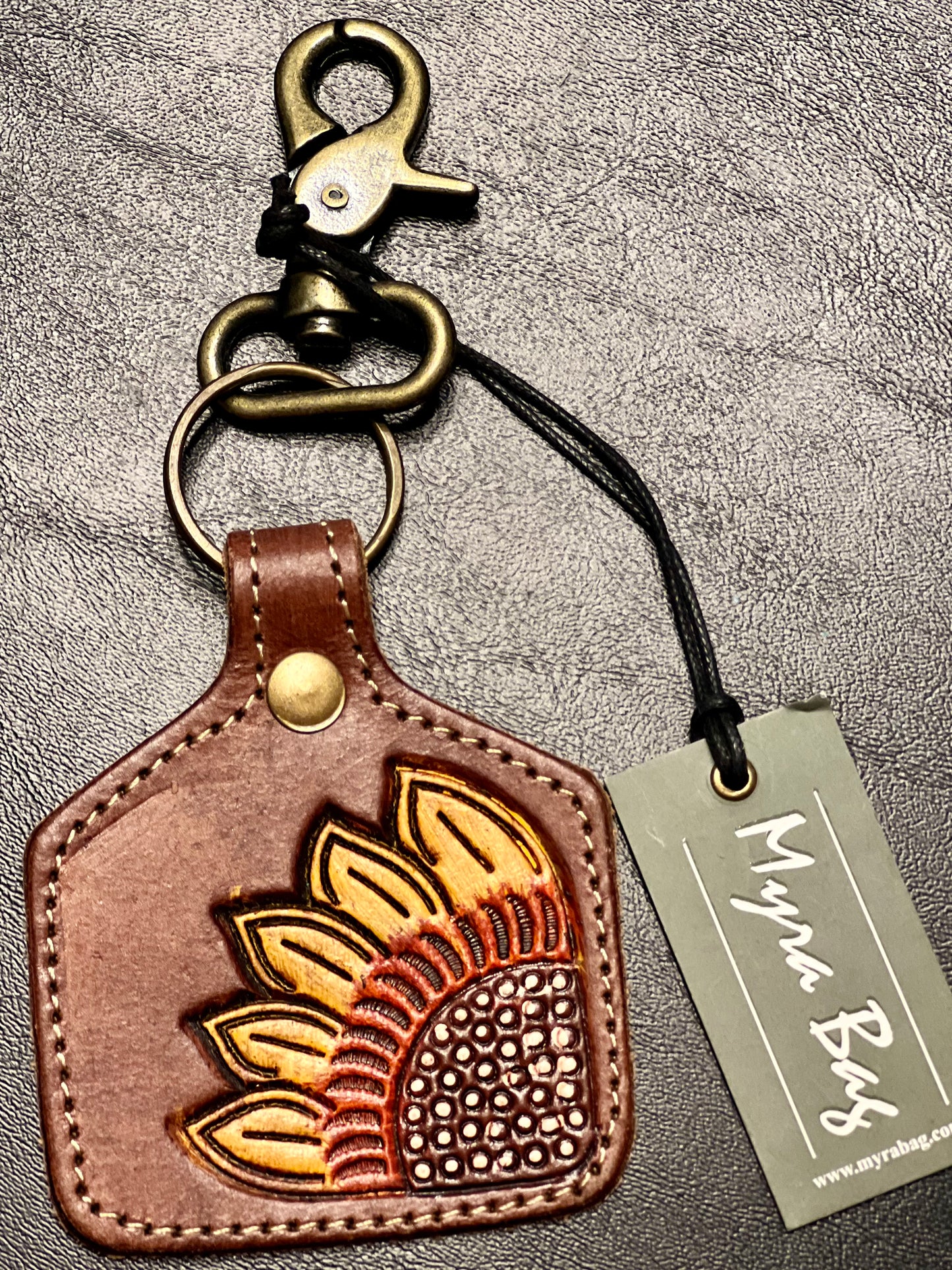 Cow Tag Leather Keychains