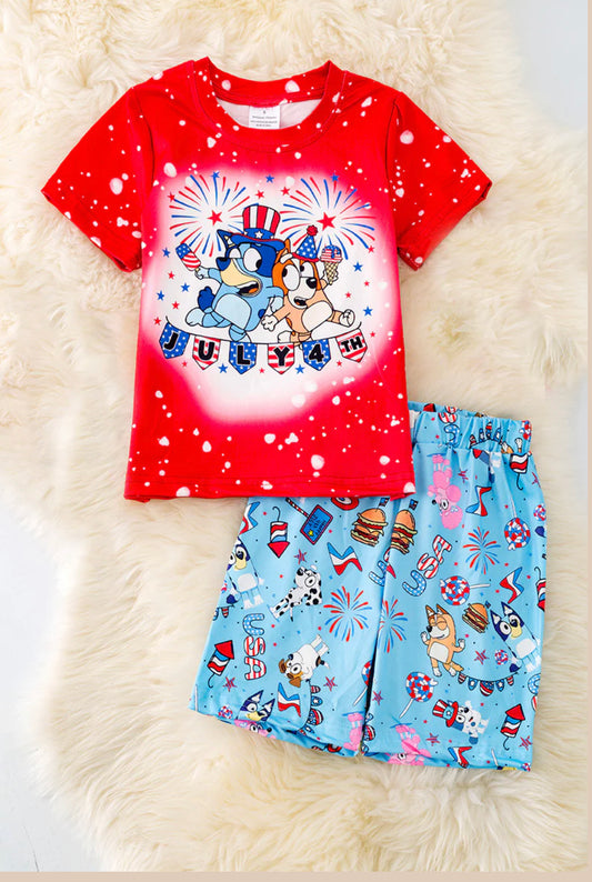 Patriotic Bluey Short Set