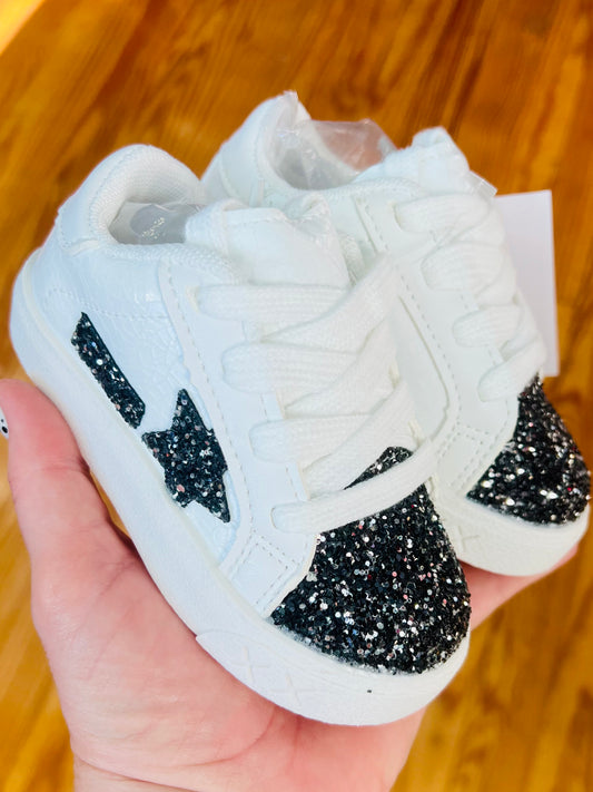 Black Sequin Girls Tennis Shoes
