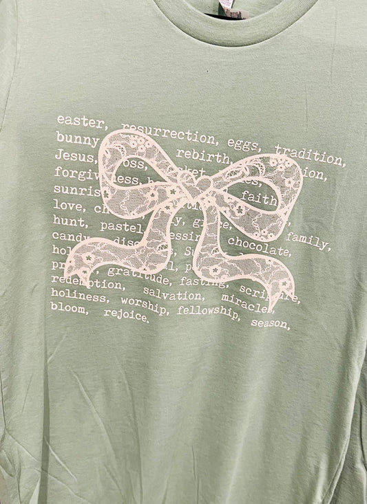 Easter Bow Sage Tee