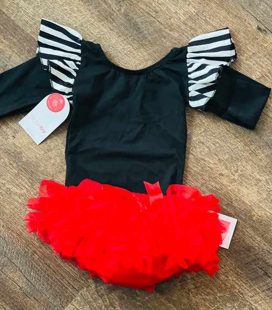 Black striped Flutter Sleeve Bodysuit