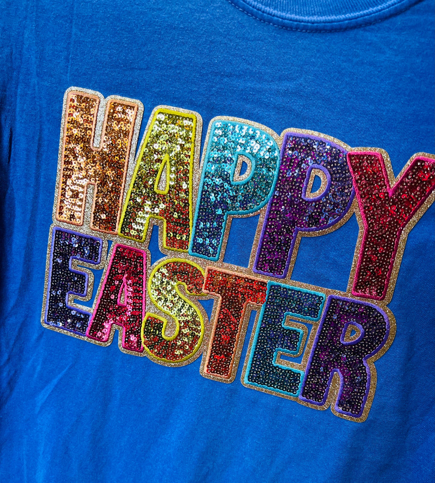 HAPPY EASTER sequin Comfort Color Tees