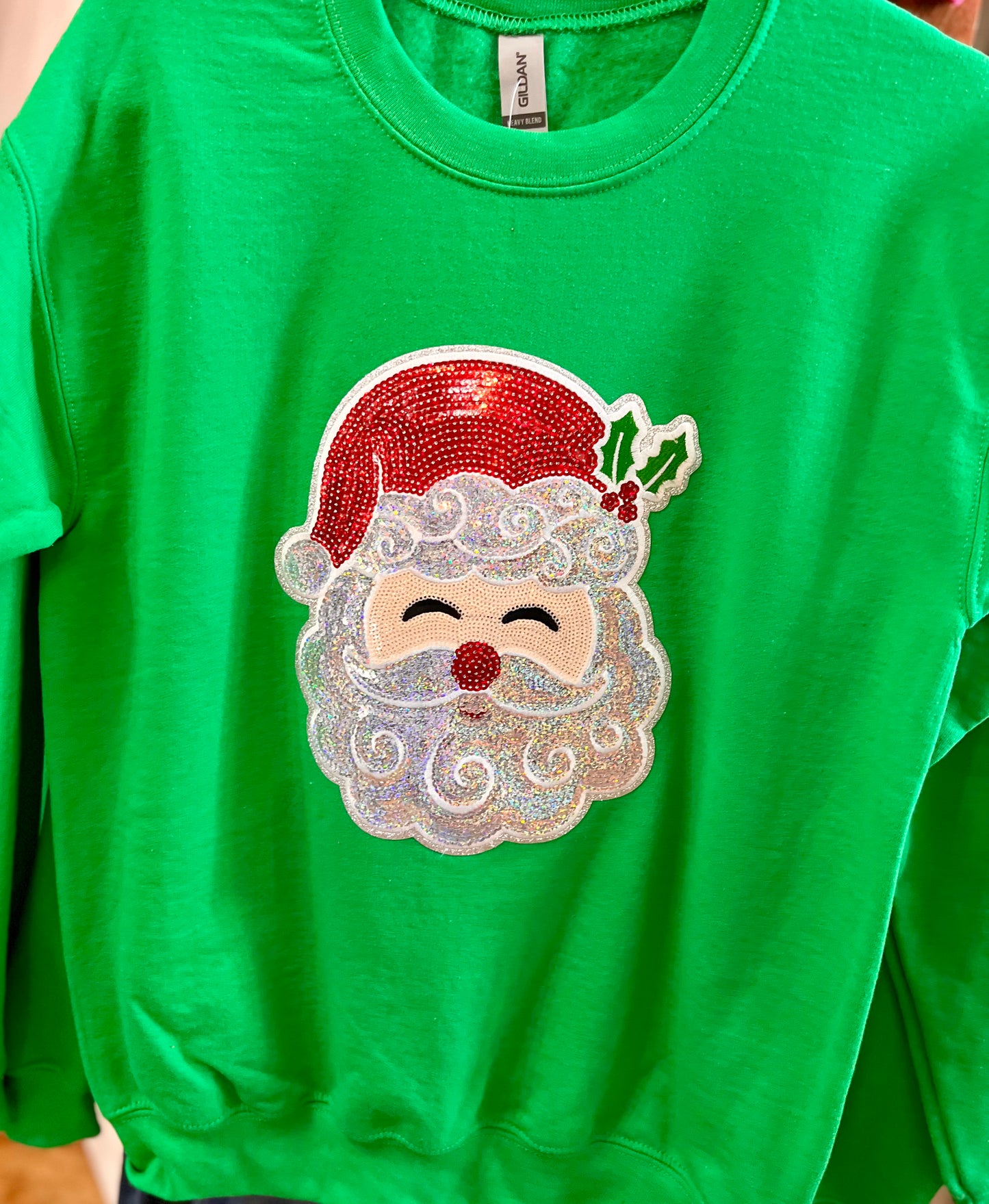 Blushing Santa Sequin Crewneck