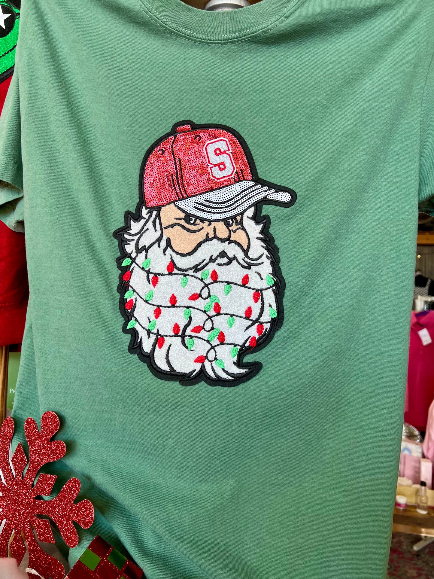 Trucker Santa Green Comfort Color Tee