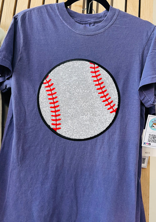 Sequin Baseball on Comfort Colors Tee