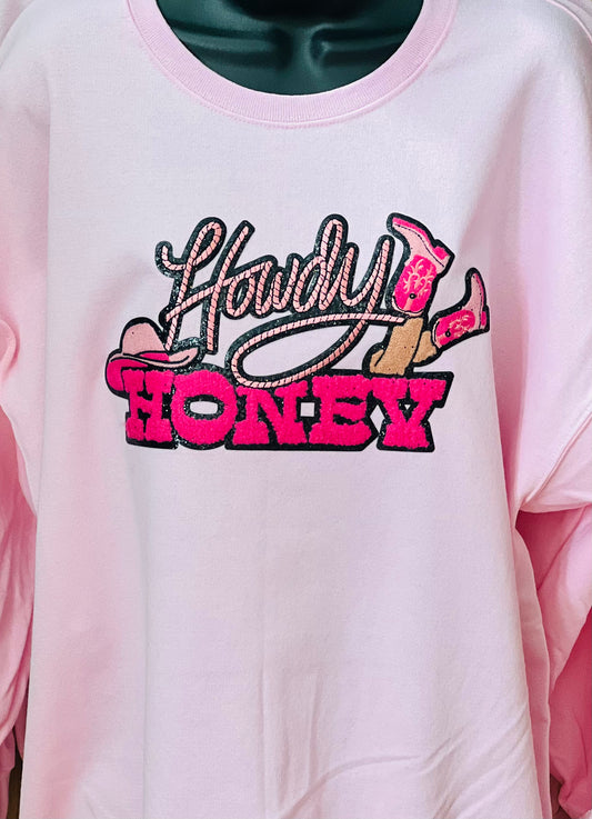 Howdy Honey Chenille Patch Crewneck