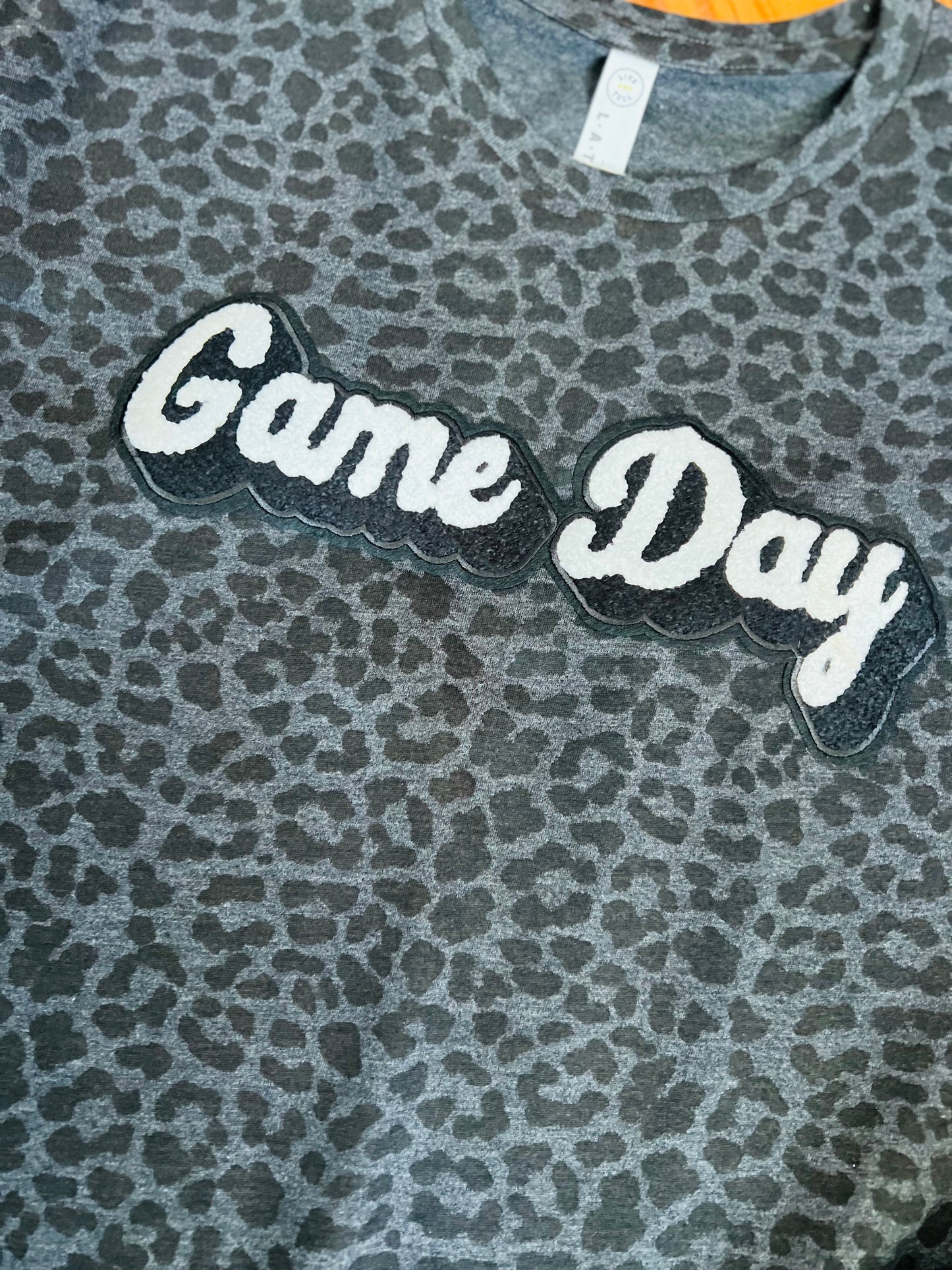 Game Day chenille patch Leopard Tee
