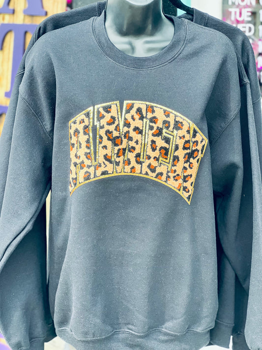 AMEN Cheetah Chenille Patch Crewneck
