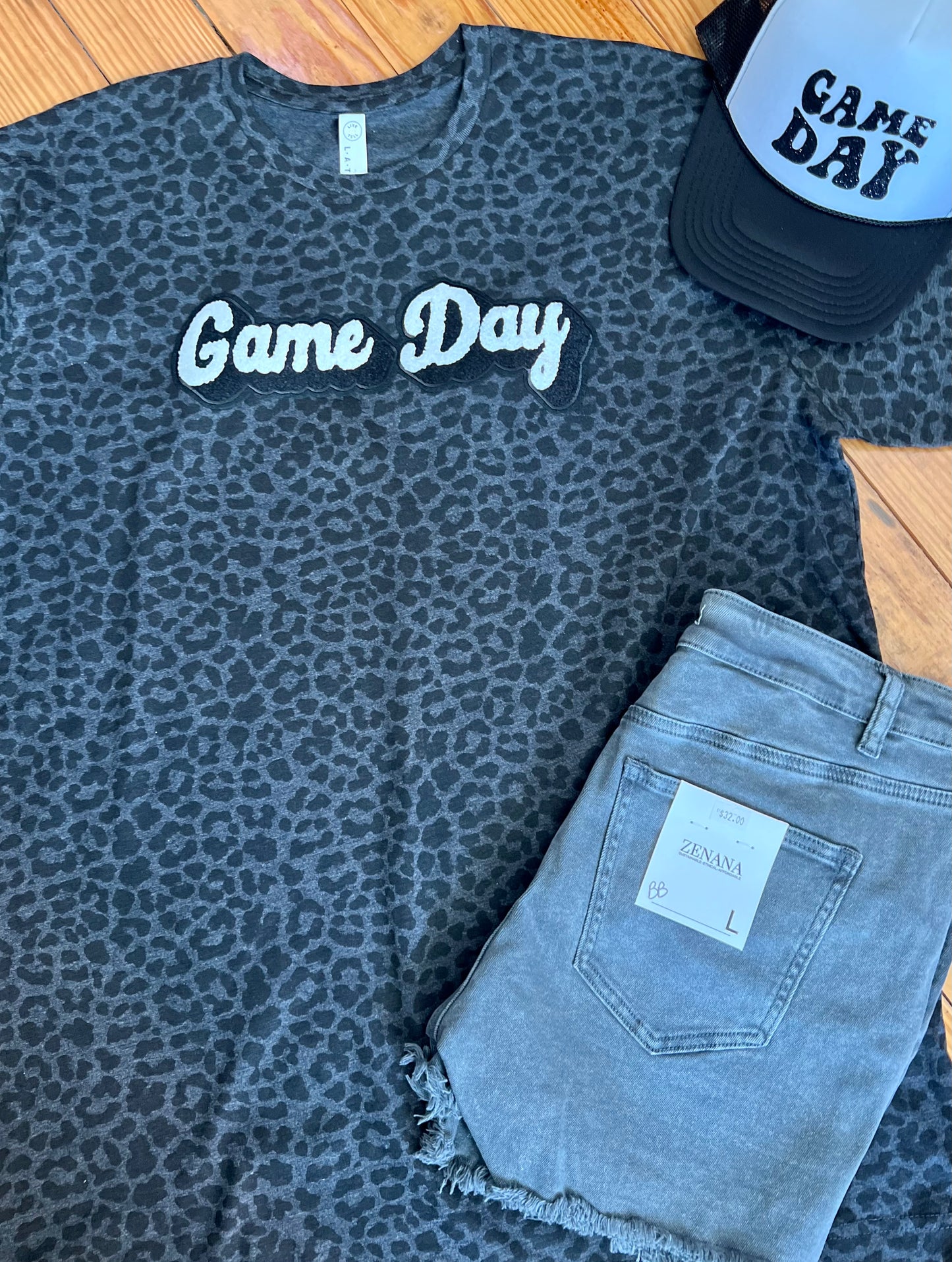 Game Day chenille patch Leopard Tee
