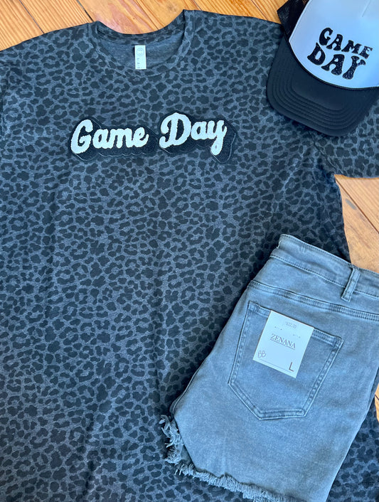 Game Day chenille patch Leopard Tee