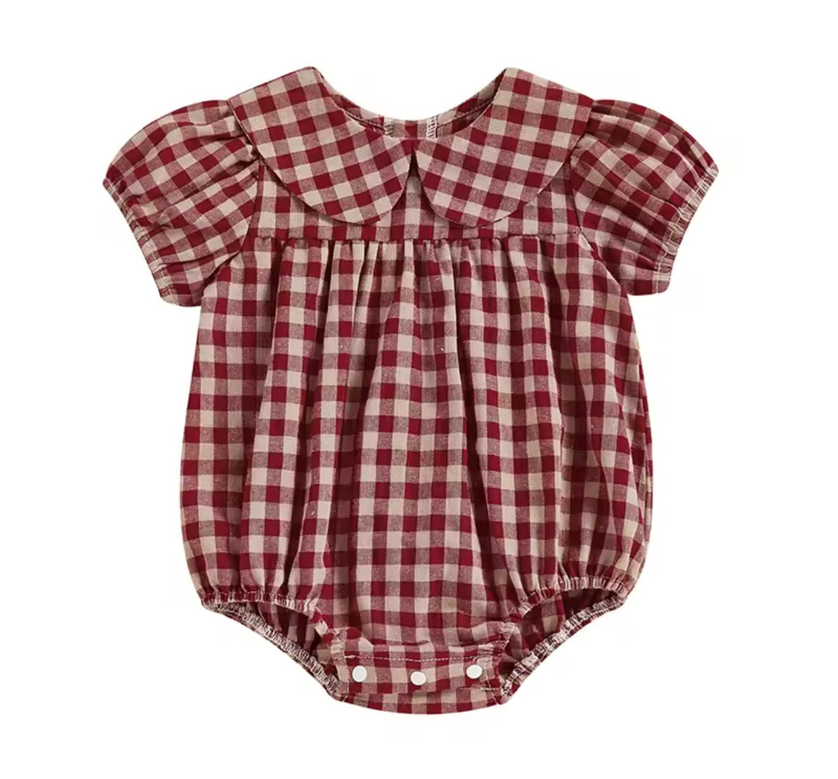 Red and Tan Plaid Fall Romper
