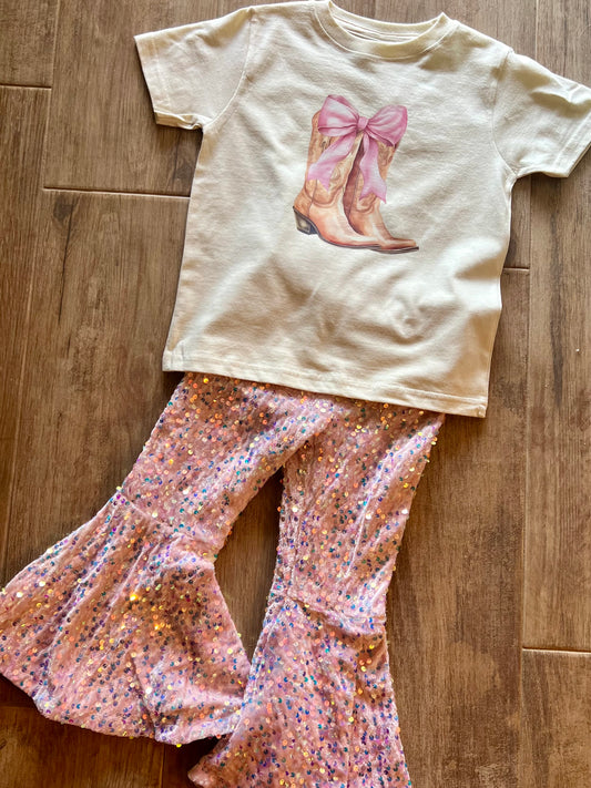 Bows & Boots Ivory Tee