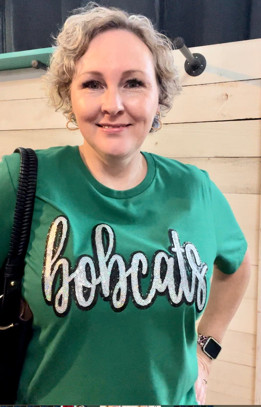 BOBCATS Sequin Green Tee