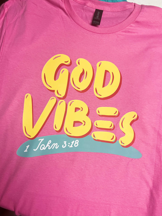 God Vibes soft style pink tee