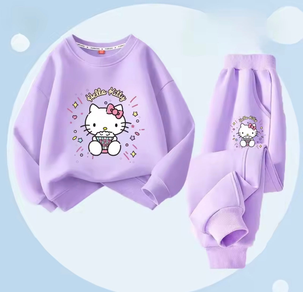 Kitty purple Girl Pant Set