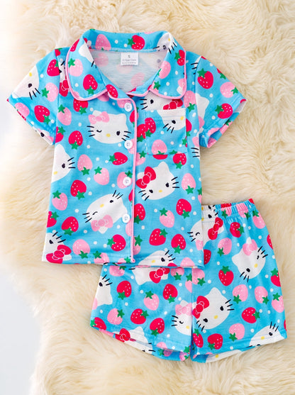 Blue Kitty PJ Set